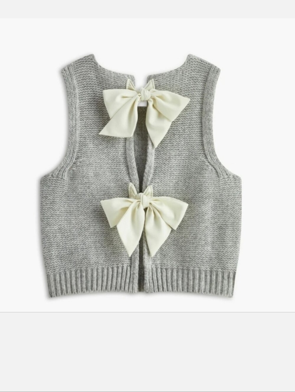 Commense Cream Bow Back Grey Knit Vest
